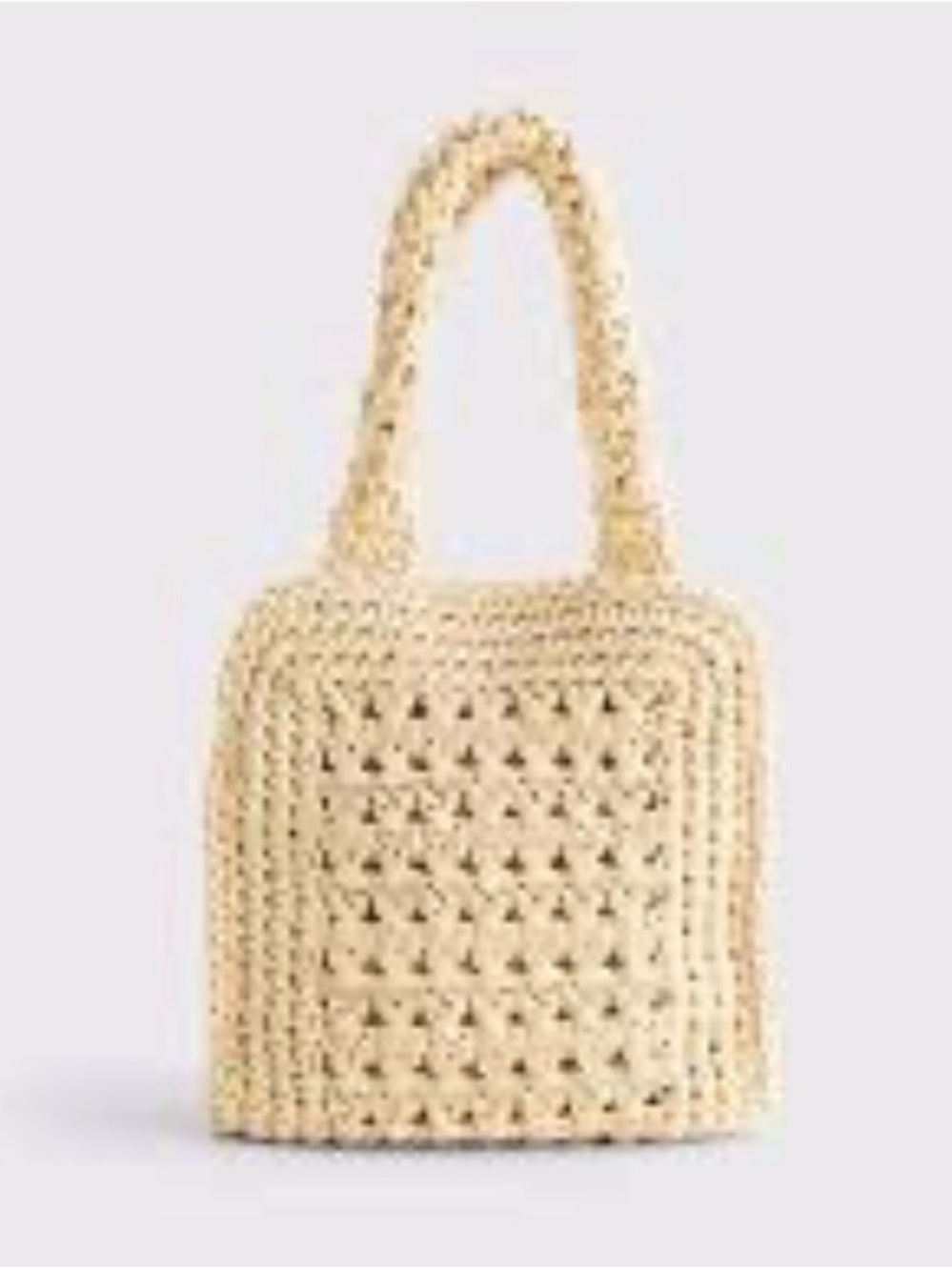 Abercrombie & Fitch Cream Woven Crochet Mini Tote